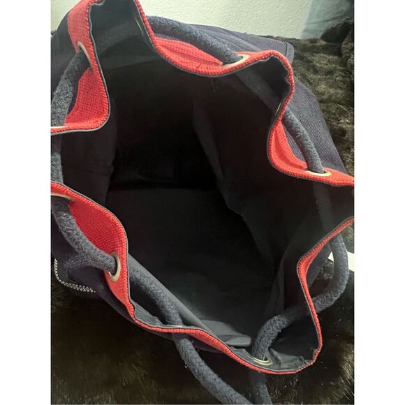 Vintage 90s Tommy Hilfiger Drawstring Duffel Backpack Big Flag Logo Spellout - Picture 4 of 4